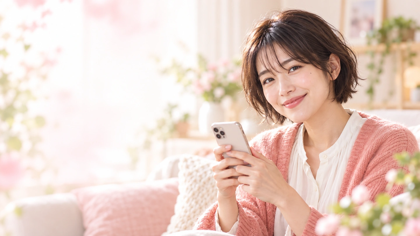 スマートフォンを持つ女性