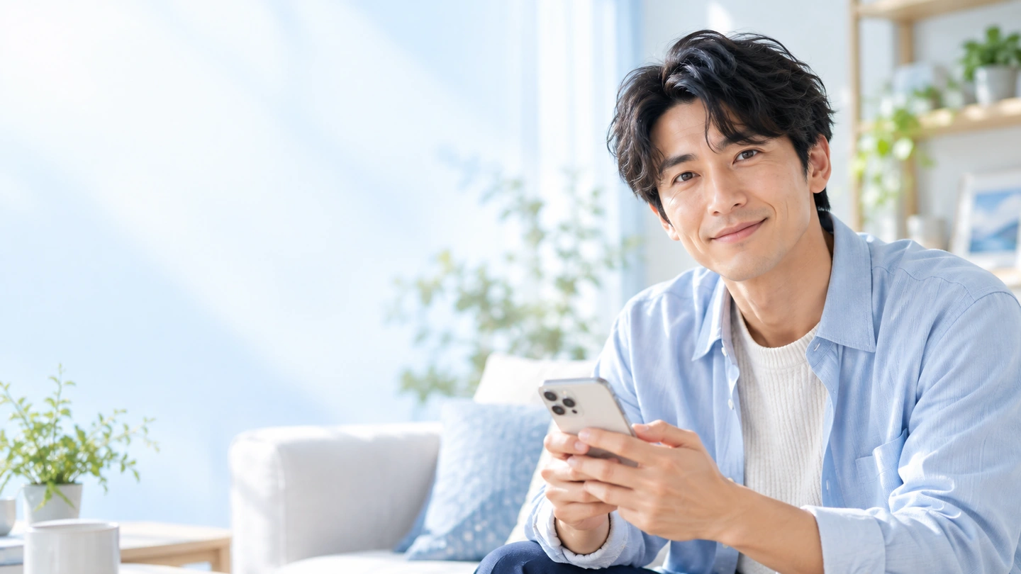 スマートフォンを持つ男性
